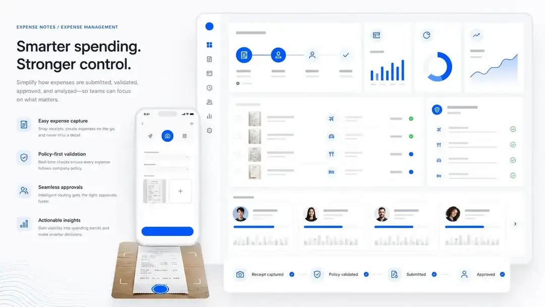 Interfaz moderna para control y validación de notas de gasto