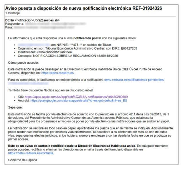 Correo tipo de intento de fraude